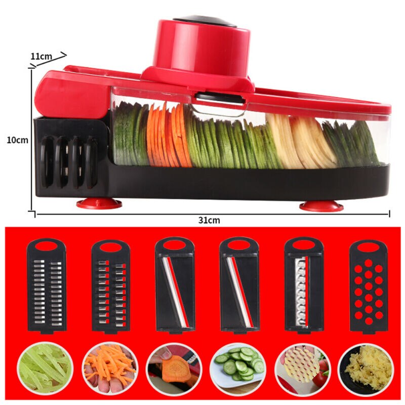 Mandoline Multi-function Plastic Slicer Vegetable Cutter With Stainless Steel Safe Slicer Chopper