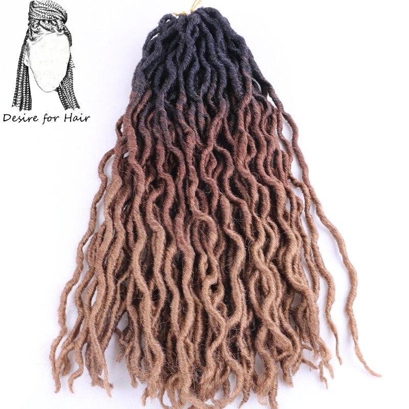 Ønske om hår 20 tommer 100g 24 tråder syntetisk bølget ombre brunfarge heklet krøllete faux locs fletter hår fpr kvinner