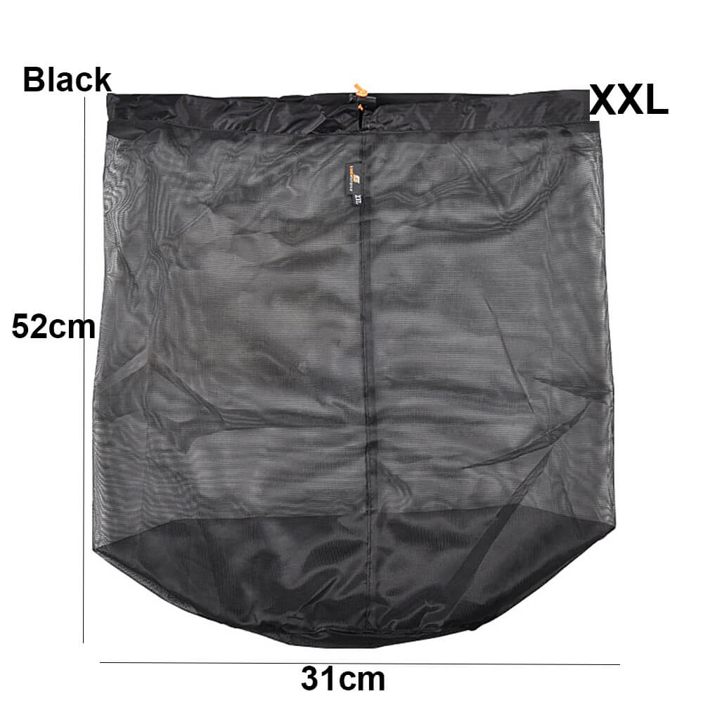 1Pc Drawstring Storage Bag Outdoor Stuff Sack Camping Sport Ultralight Mesh Traveling Organizer Hiking Tool Accessories: XXL - black