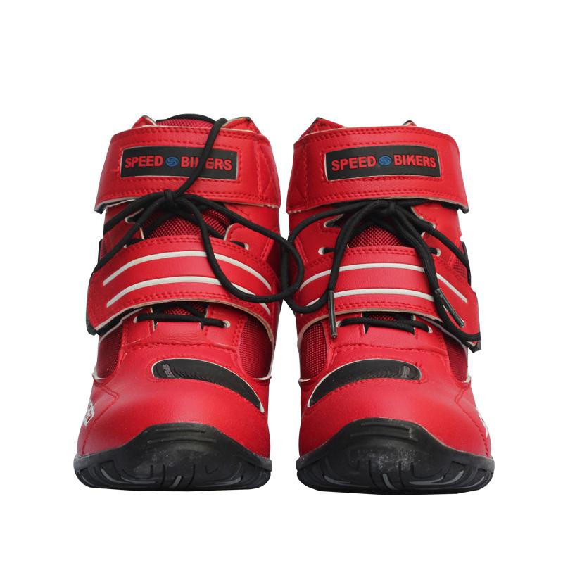 Soft Motorcycle Boots Biker Waterproof Speed Motorboats Men Motocross Boot Non-slip Motorbike Riding Shoes protection botas moto: red / 6