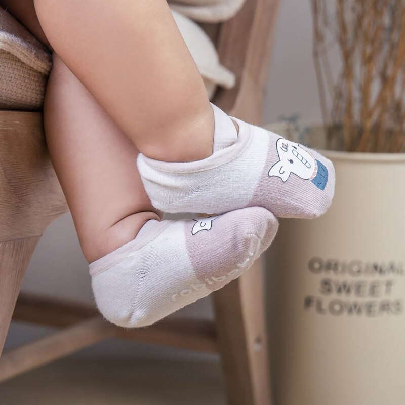Chaussettes bébé avec bande élastique coton bébé enfant en bas âge anti-dérapant chaussettes de sol mignon dessin animé infantile anti-dérapant chaussettes bébé fille garçon chaussettes