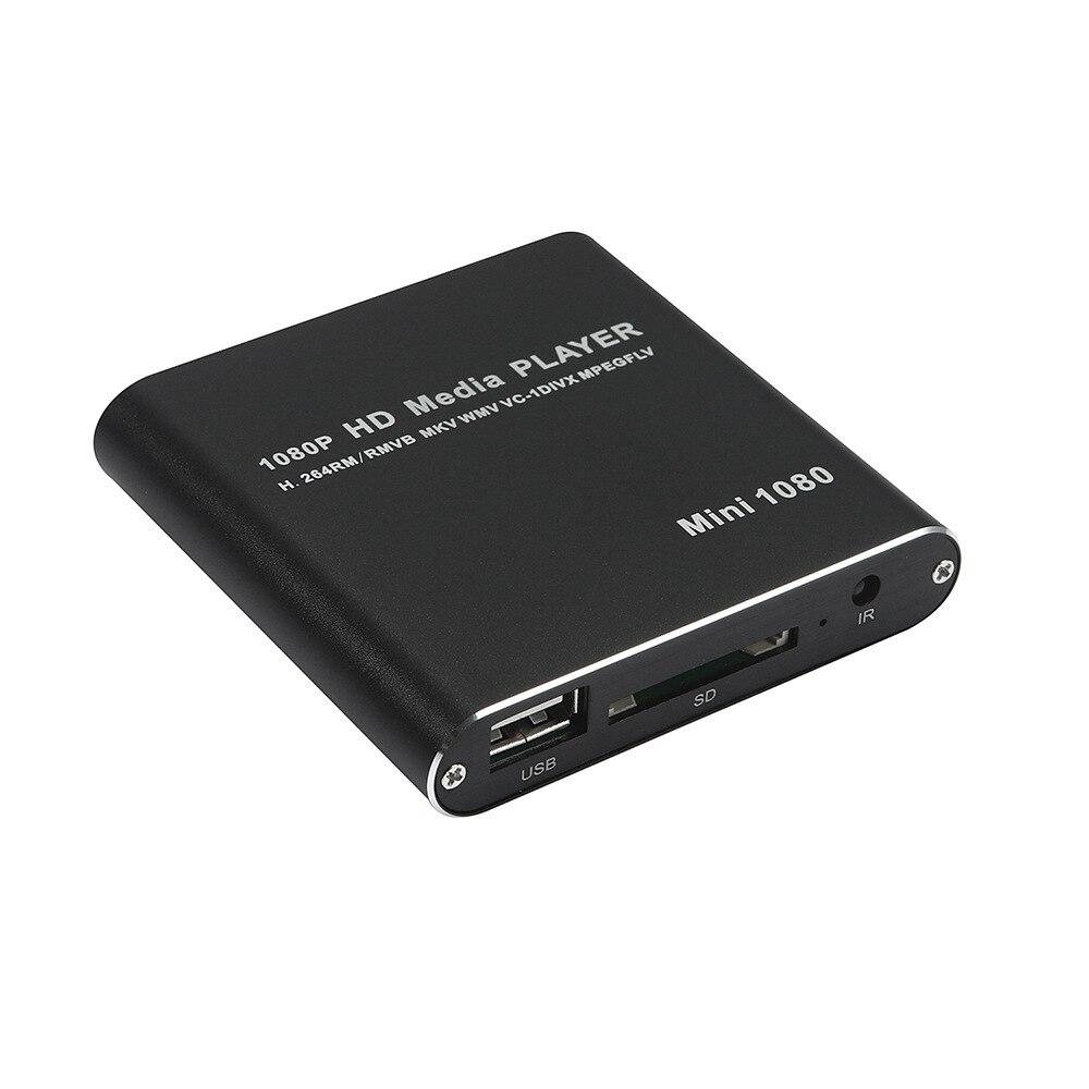 Mini HD 1080p lettore multimediale lettore pubblicitario scheda SD esterna/host USB/disco rigido lettore blu ray supporto MKV H.264 RMVB WMV: Black