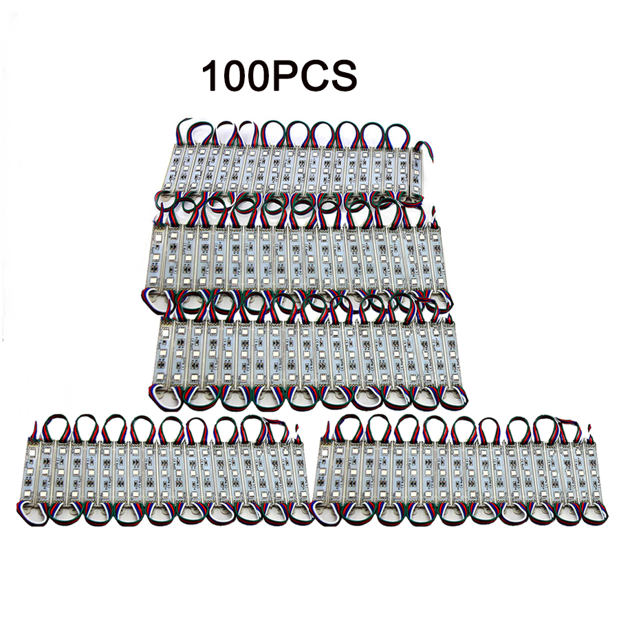 Led Modules Licht Rgb Smd 5050 3LED DC12V Waterdichte Store Front Strip Lamp Reclame Teken Module Lichten Ultrabright Rgb Kleur: 100PCS