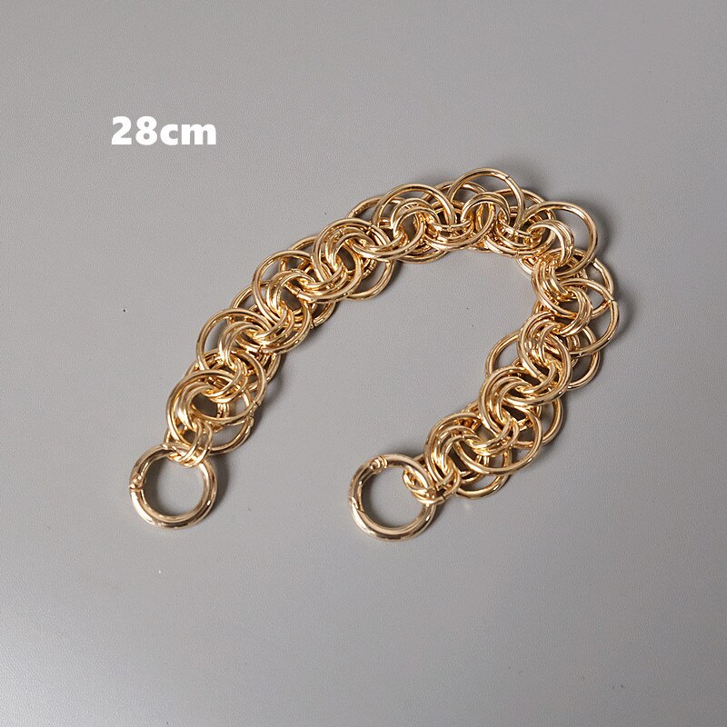Nova moda bolsa feminina acessório peças destacáveis corrente de substituição metal dourado liso alça de ombro feminina alça de ombro: Gold 28cm