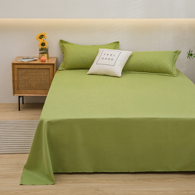 1 pc Bed Flat Sheet for Double Bed Plain Solid Color Top Sheets Single/Queen/King Flat Bedsheets Soft Home Bed Linen Sheets: 240cm*220cm / green