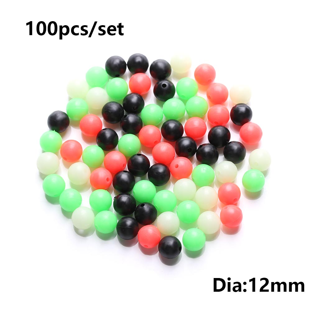 100PCS Mixed Color Round Fishing Cross Beads Double Pearl Floats Ball PE Plastic Stoppers Carp Fishing Tackle Acces: 12mm