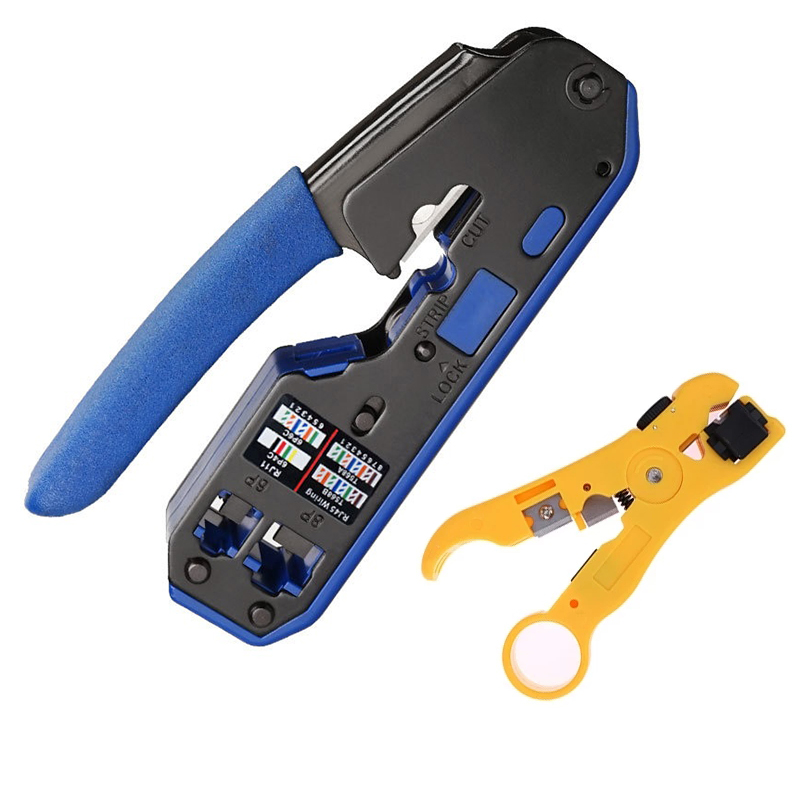 RJ45 Crimping Tool Kit Stripping Pliers CAT5 CAT5e CAT6 Crimping Pliers RJ11/RJ12 6P 8P Modular Crimper Cable Stripping Pliers: C