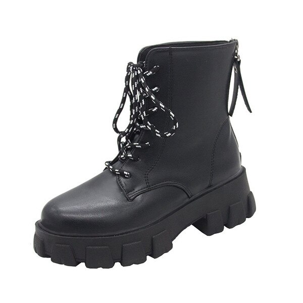 Y2K Punk-Inspired Women's Ankle Boots - Lace Up & Zip, High Heel Platform with Round Toe, Faux Cover Motorcycle Booties for All Seasons
