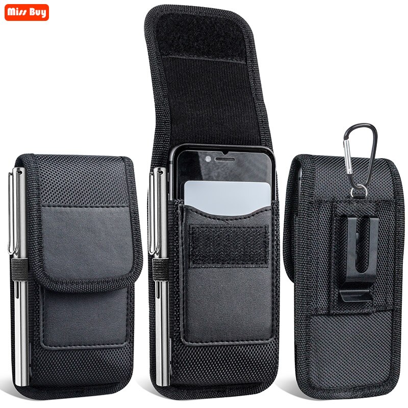 Phone Bag Pouch For OPPO A9 Reno Ace 2 Reno 3 4 Pro A52 A72 A92 A92S Find X2 Case Belt Clip Holster Oxford cloth Card Cover