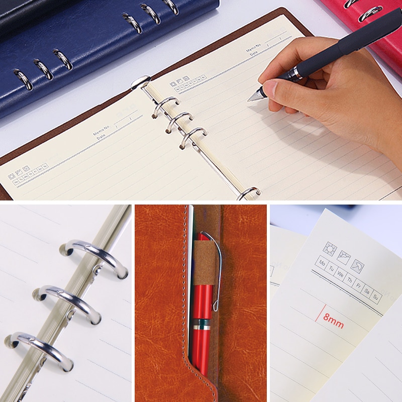 Anteckningsbok  a5 b5 läder bullet journal årsplanerare spiral agenda personlig dagbok pärm fickorganisatör för pappersvaror