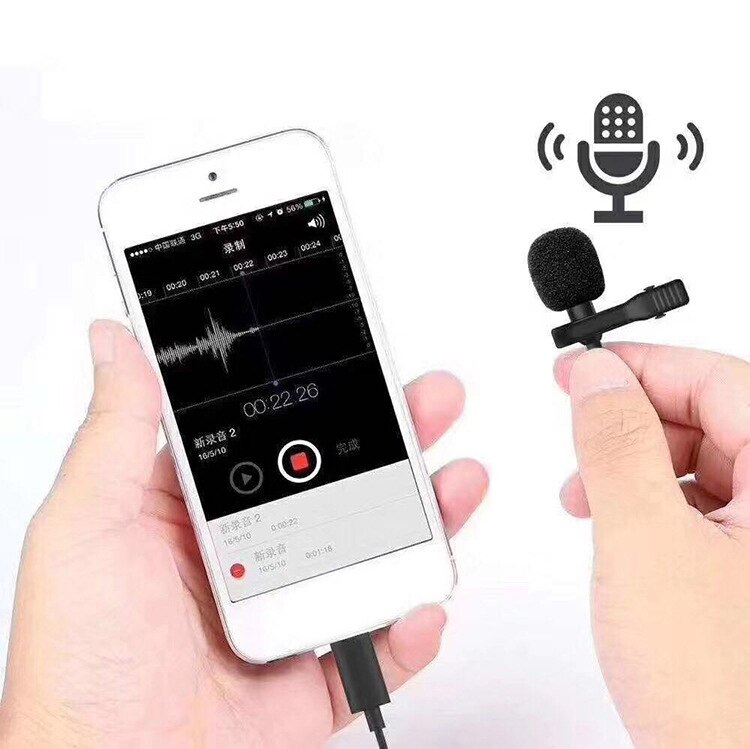 3.5mm Clip Mic Type C Microphone Phone Wired Mic Clip Condenser Microphone Clip Lavalier Microphone