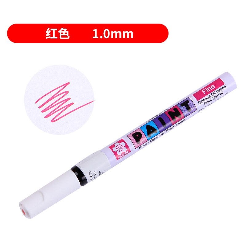 1 pçs sakura cherry blossom marcador caneta pintura vermelha preto azul toque pintura mão-pintado assinatura oleosa linha gancho caneta: Vermelho
