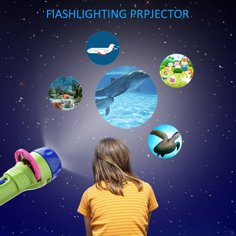 Kids Zaklamp Verhalenboek Torch Hd Animatie Cartoon Vroege Educatief Speelgoed Handed Projector Zaklamp Speelgoed Voor Kinderen