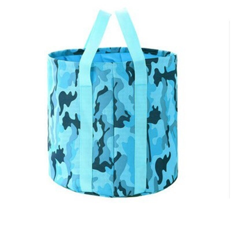 Portable Surfing Bag Outdoor Travel Folding Bucket Camping Washbasin Basin Bucket Bowl Washing Bag Water Bucket Bag 25L: Camo Blue