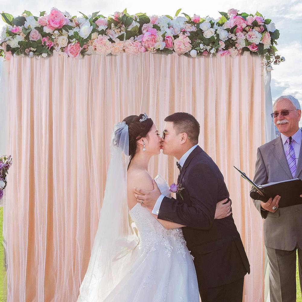 Tulle Window Curtain for Party Wedding Background Decoration Hanging Bay Windows Drape Cafe Door Decor Pendant Blinds Sheet: champagne