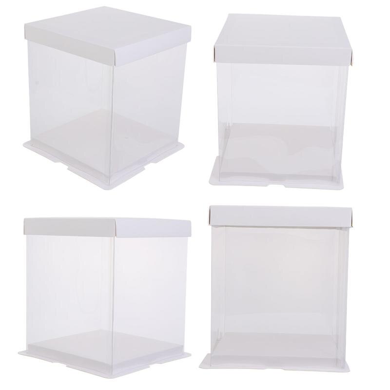 4Pcs Cake Verpakking Cake Container Transparantie Cake Box Cake Wrapping Doos: White