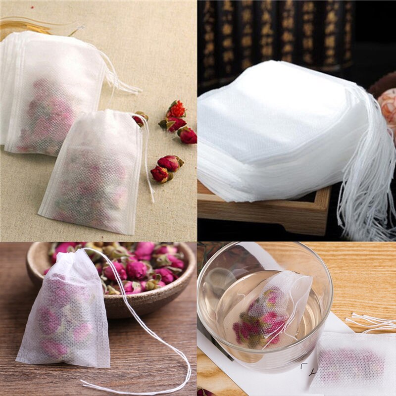 50/100Stck nicht-gewebte Stoff Teebeutel 5,5x7CM Leere Duftenden Tee Taschen Mit Schnur Heilen dichtung Filter Papier für Kraut verlieren Tee