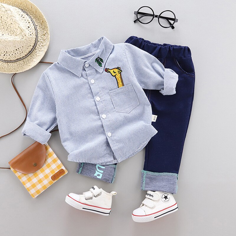 Lente Pasgeboren Baby Boy Kleding Outfit Sets Shirt Pant Suits Voor 1 Jaar Baby Jongen Verjaardag Kleding Peuter kind Jas Sets: blue / 12m