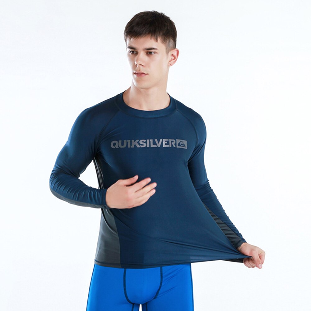 M-6XL antiultravioleta-Camiseta de manga larga para hombre, traje de surf elástico de secado rápido, para natación y surf, novedad: Blue / L