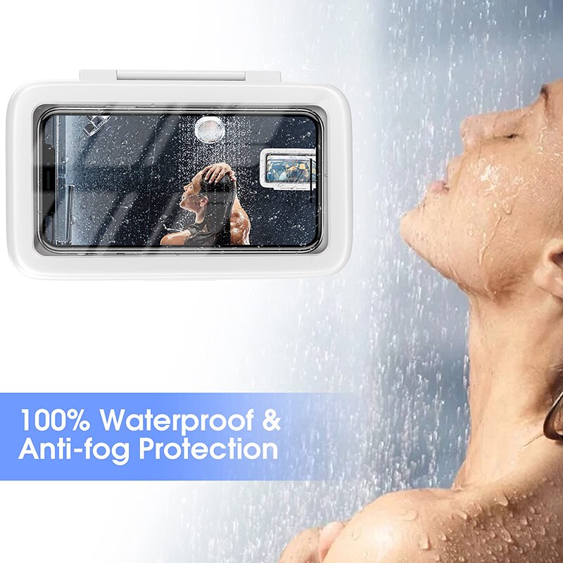 Shower Phone Holder Waterproof 360° Rotation Shower Phone Case HD Touch Screen Wall Mount up to 6.8inch Bathroom Accessories