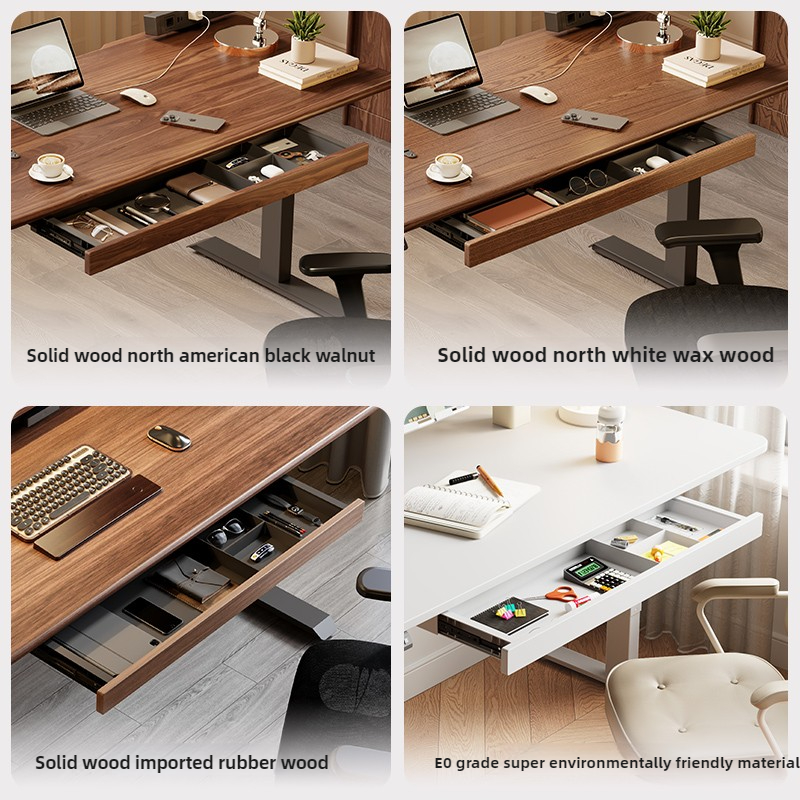 Organizador de cajones debajo del escritorio, estante de almacenamiento de pie de madera de nogal negro, accesorio de escritorio de oficina, organizador de escritorio de ordenador oculto