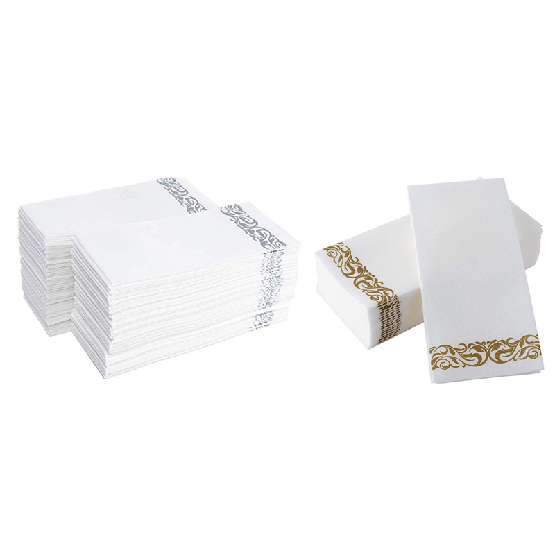 100Pcs Disposable Hand Towels Paper Napkin Bathroom Weddings Party Hotel Napkins Paper Soft and Absorbent Airlaid Paper Guest To
