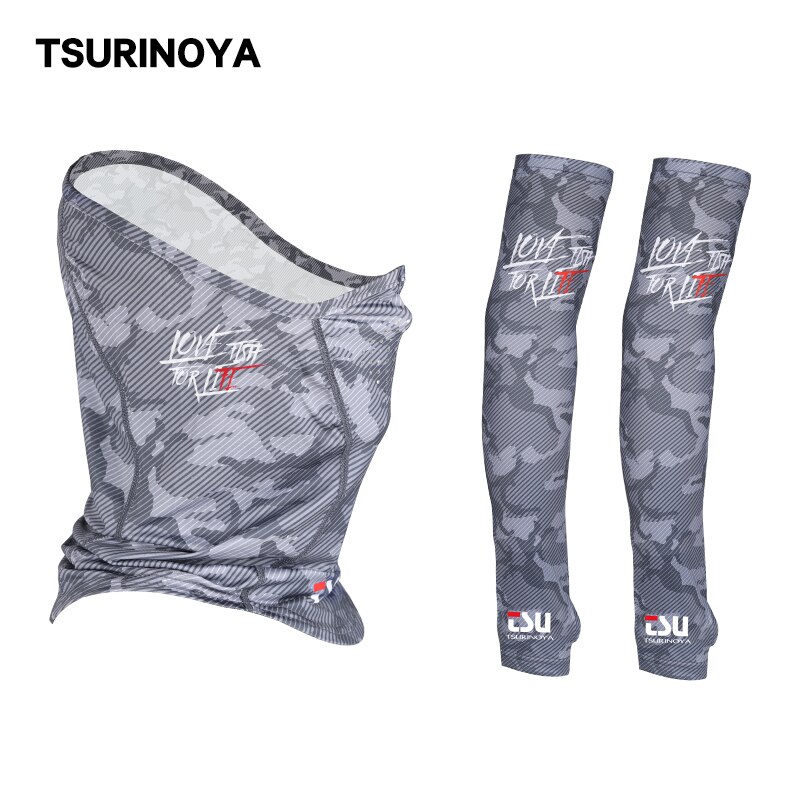 Tsurinoya unisex braço mangas máscara de pesca uv proteção solar refrigeração gelo seda braço mangas respirável ciclismo correndo enfrentar
