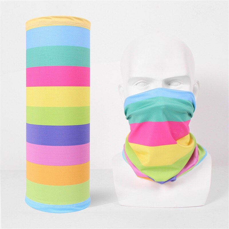 Hommes femmes foulards glace soie multifonctionnel bandana bandeau anneau cou écharpe dessins animés sans couture tubulaire magique visage