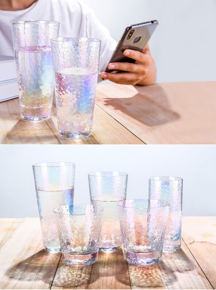 Vaso de vidrio con forma de martillo arcoíris , taza de té verde, taza japonesa y la Oficina para el hogar, de 295/315/335/440ML