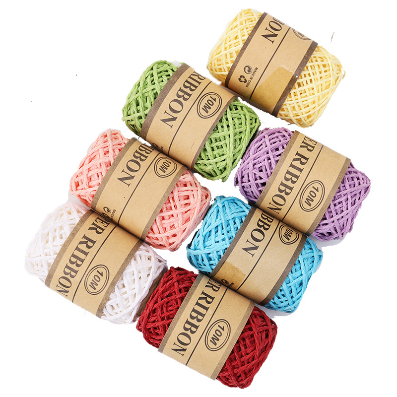 Raffia-garen voor breien en haken, lintdraden voor geschenkverpakking, touwambachten, doe-het-zelf, 7 strengen, 70 m,