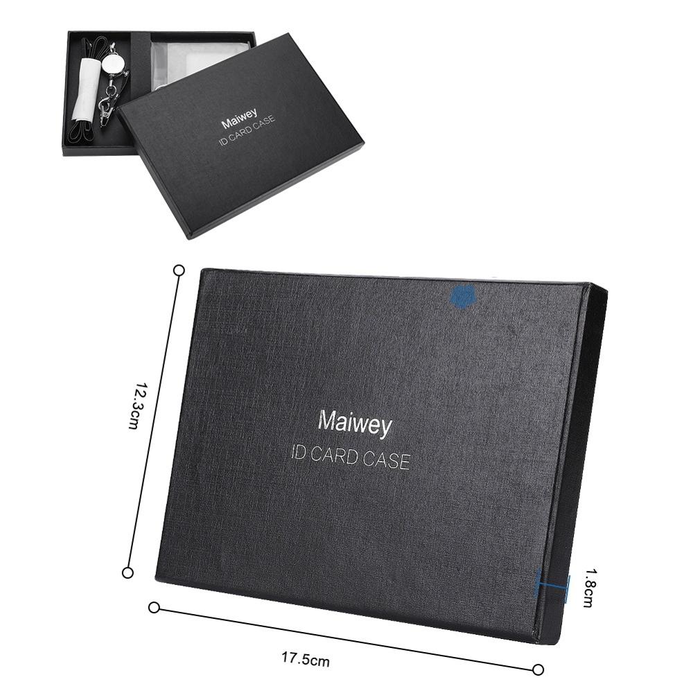 Leather Wallet Work Office ID Card Credit Card Badge Holder + Lanyard + Slots Bank Card Holders ID Badge Holders Accessories