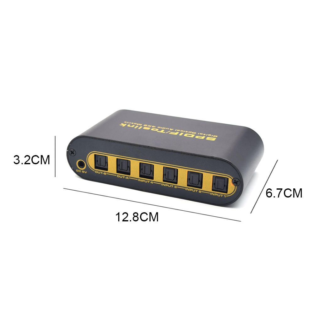 Robotsky SPDIF TOSLINK Digital Optical Audio True Matrix 4x2 Switcher Switch Splitter 4 In 2 Out Video Converter Remote Control