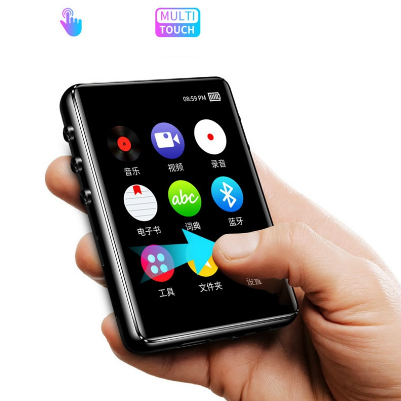 Bluetooth MP3 Player 16GB Full Touch Screen 2.4inch Noise Canceling Walkman Stereo Hifi Music Players Supports TF Card 4GB 8GB