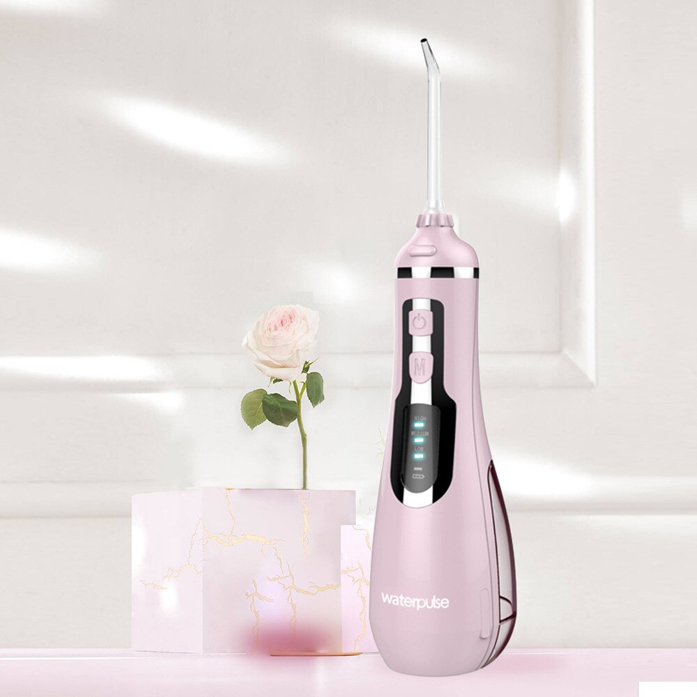 Waterpulse V500 Portable Water Flosser Rechargeable Oral Irrigator 200ml 4 Tips Water Floss Massage & Clean Dental Irrigation