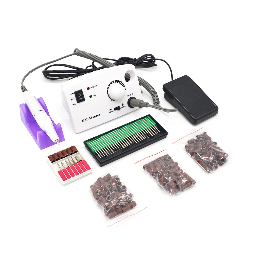 35000 RPM Nail Drill machine Pro Electric File Machine+150pcs Sanding Bands+30pcs Nail Drill Bit: 204White-30150 / EU