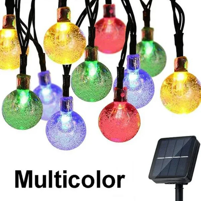 Guirnalda de luces solares para exteriores, luz de hadas de cristal, 8 modos, luz de Patio impermeable para decoración de de jardín: ROSE / 11-15 W
