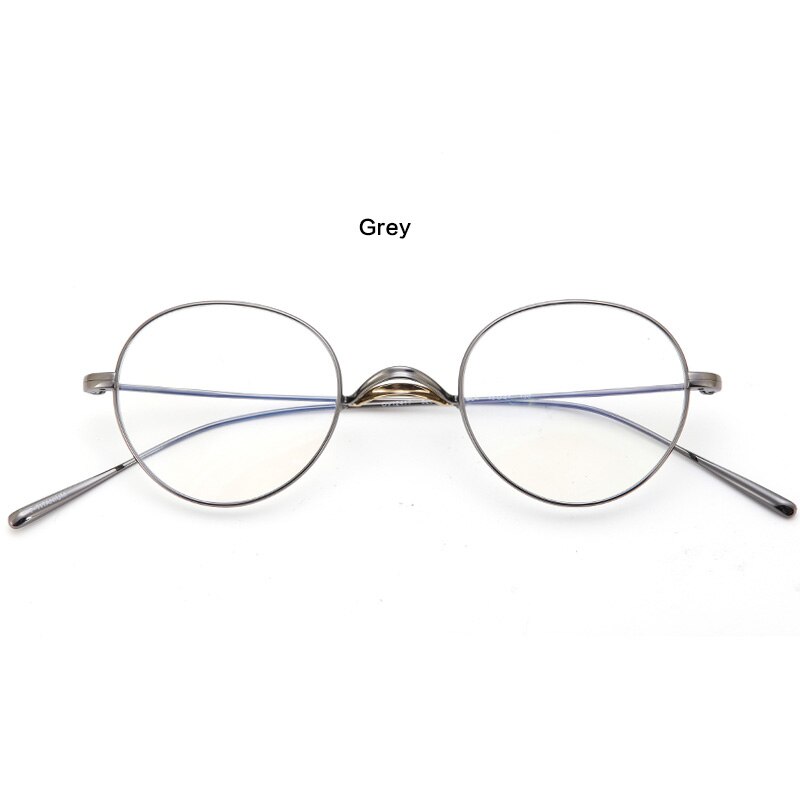Gafas con montura de titanio para hombre y mujer, lentes ópticas de miopía graduadas para presbicia, ovaladas, Retro, Japón, coreanas: Gris