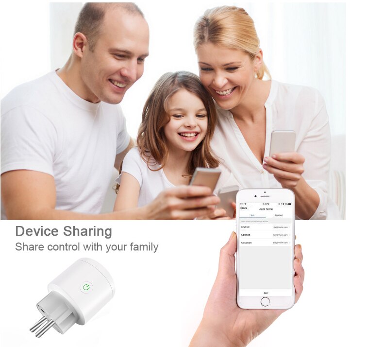 Smart Stikkontakt Adapter Wi-Fi Tuya - Stemmestyring App Smart Life - Virker med Alexa Google Home