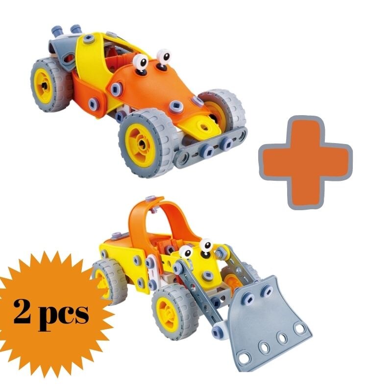 Hanye 2'li Sets Together Vidali Trainer Puzzle Build and Play Dozer J108A and Car J108B