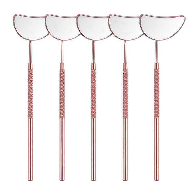 1Pc Specchio per ciglia a semicerchio Specchio a mano lunga per il controllo dell'estensione delle ciglia finte Accessori Strumenti per il trucco delle donne: Arancione