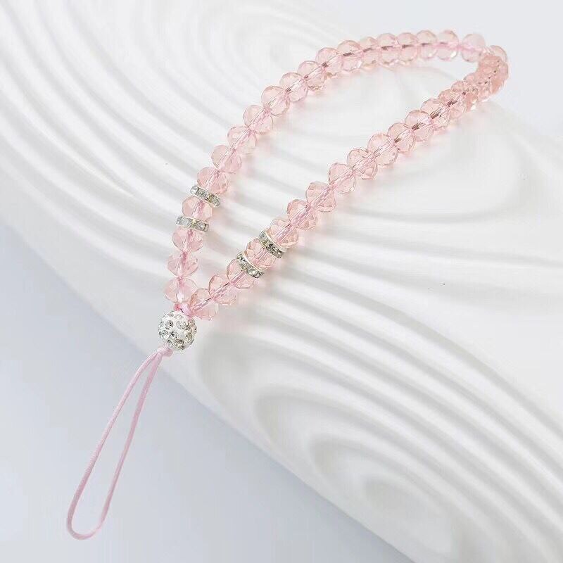 Luxury Crystal Mobile Phone Straps Lanyards For Keys Bling Diamond Hand Wrist Strap Rope Cord Holder Lanyard For Phones: Pink