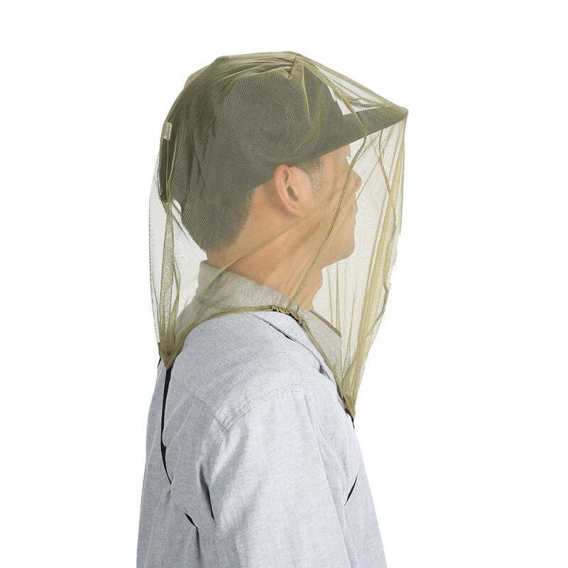 Sombrero de pesca gasa portátil transpirable a prueba de polvo Mosquito Prevención de insectos cabeza cuello tapa accesorios de bosque al aire libre: Green