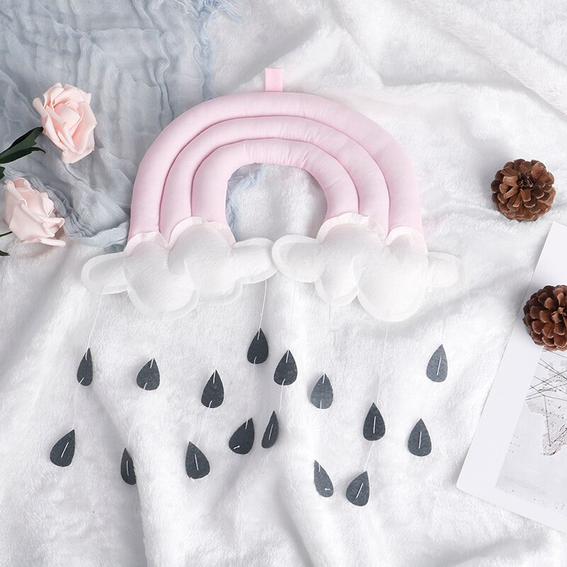 Tienda de campaña con colgante para cuna de bebé, accesorios de lluvia en la nube, colgante móvil de tela, accesorios de fotografía, decoración de habitación de bebé,: Pink