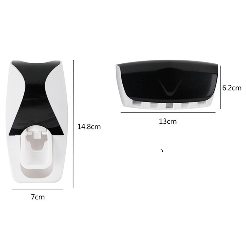 Brushing Tool Set Automatic Toothpaste Dispenser And Toothbrush Holder Set Convenient Bathroom Product 1 Pair: Black
