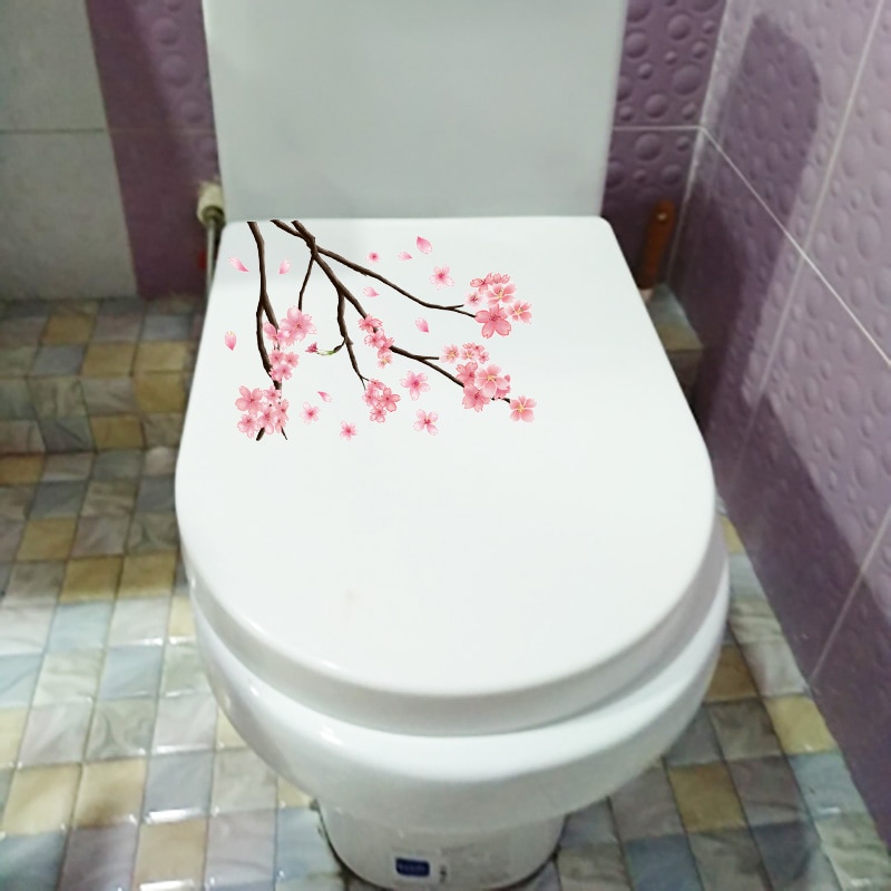 ZTTZDY 16.3*23CM Cherry Blossom Branch Modern Home Decor Wall Decals WC Toilet Stickers T2-0030