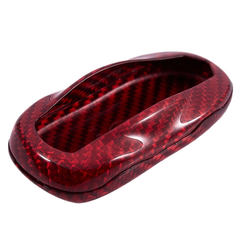 Premium Real Carbon Fiber Rood Case Cover Fit Voor Tesla Model S -18 Modellen Sleutelhanger Remote