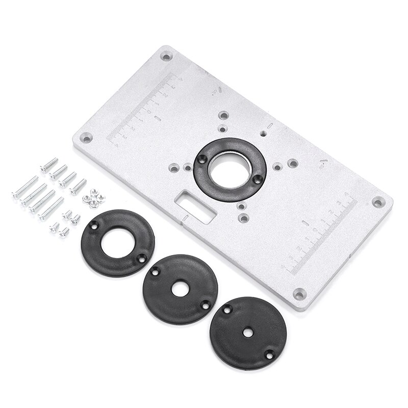 Aluminum Alloy Router Table Insert Plate Fastening Plate with 4 Rings Screws Set For Woodworking Benches Router Accessories