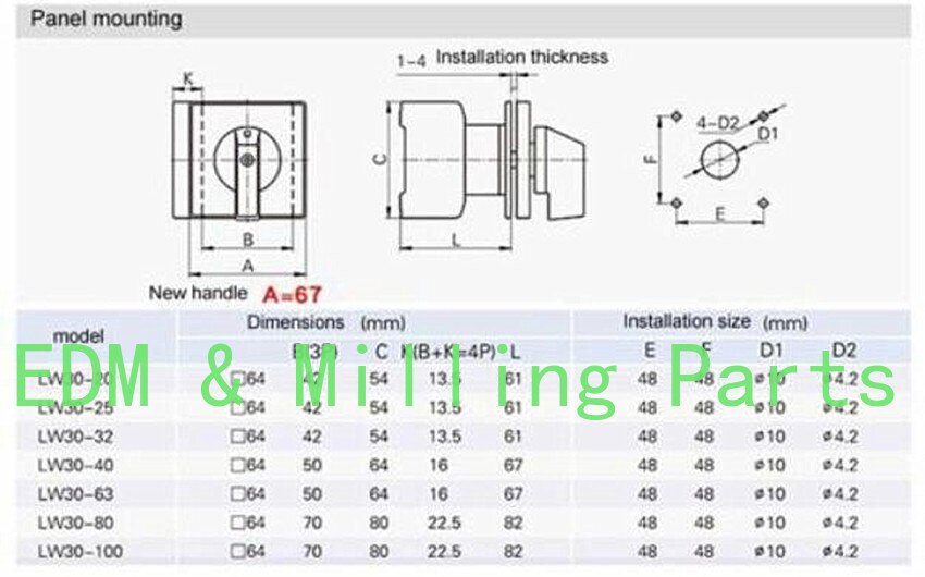 CNC Universal Load Break Switch/ Power Off Switch LW30-32A Rotary Cam Switch For GLD11 JFD11 SFD11