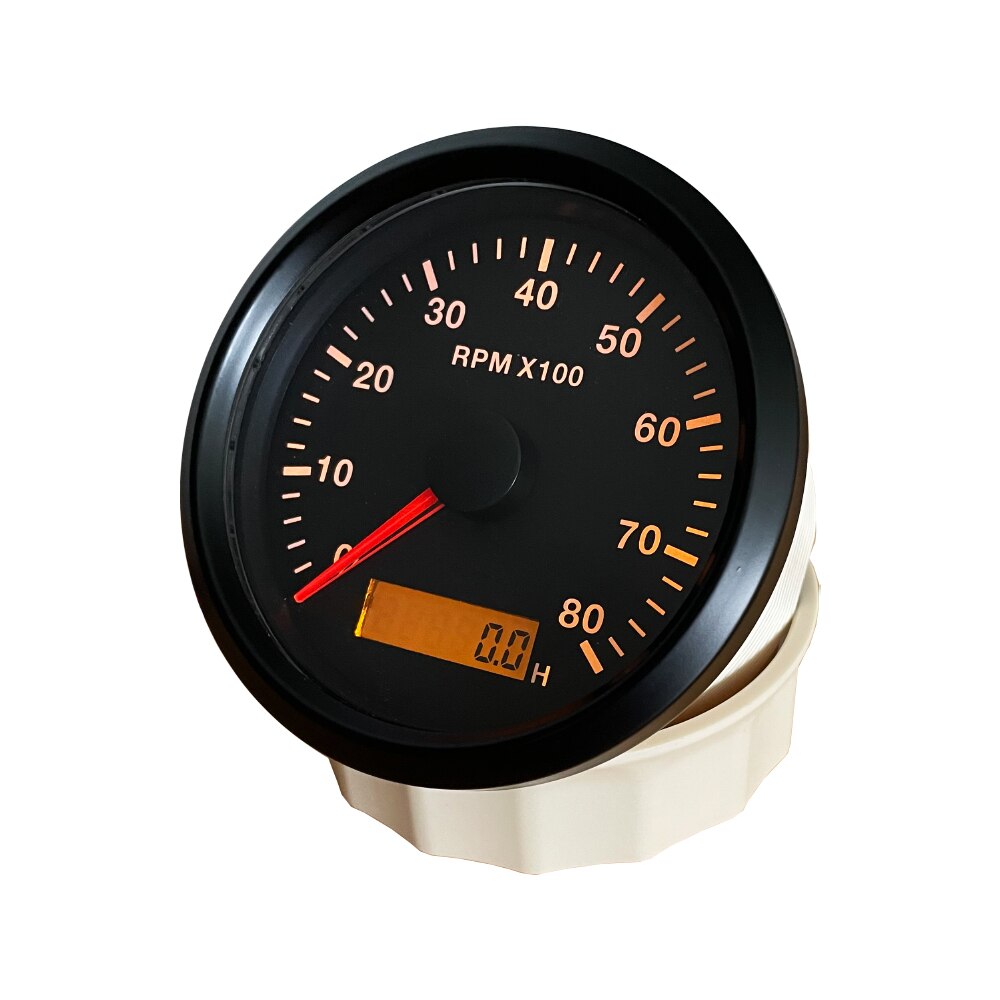 85mm Auto Marine Tachometer 3000/4000/8000/12000RPM Gauge with LED Hour Meter Adjustable 12V/24V with Red or Yellow Backlight