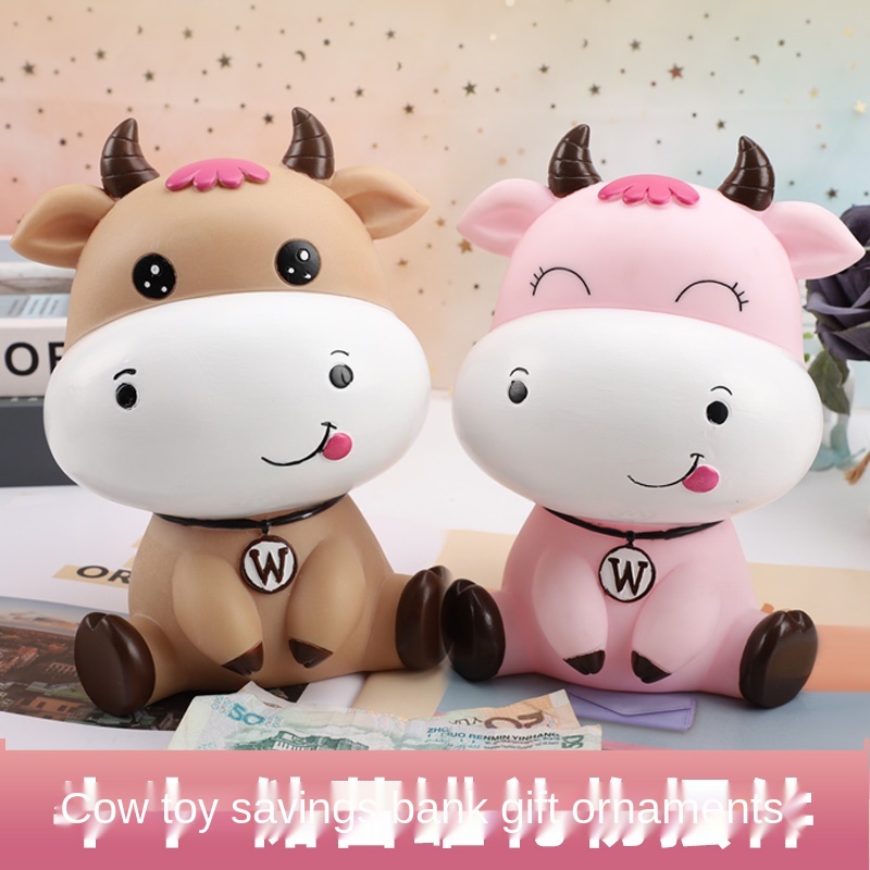 Lovely cartoon cow piggy bank -proof children can save Year of the Ox piggy bank for boys and girls ornaments
